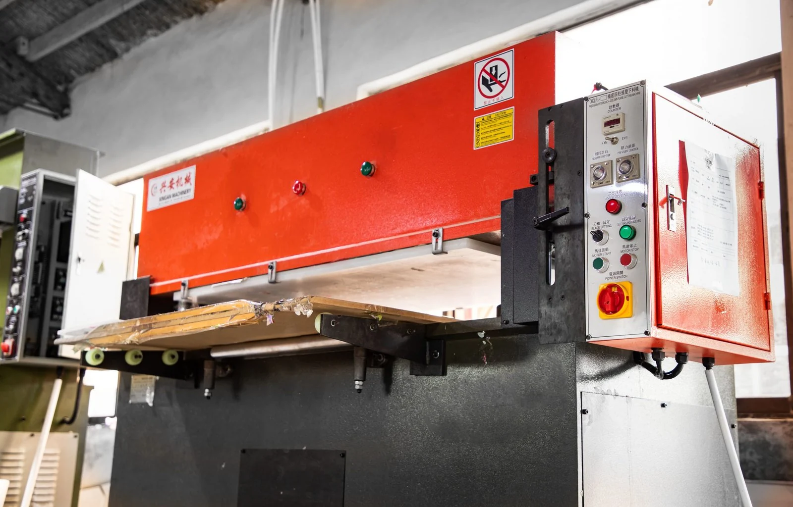 Paper product production equipment in a workshop