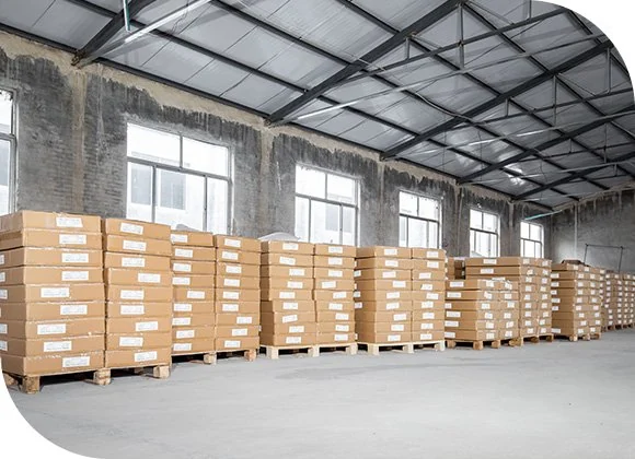 Cartons arranged on warehouse pallets