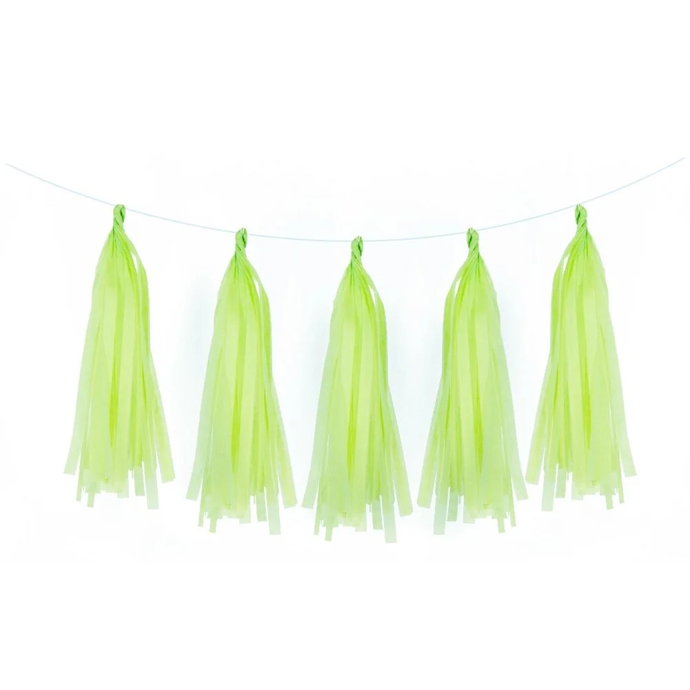 Tissue Tassel Garlands — Light Green