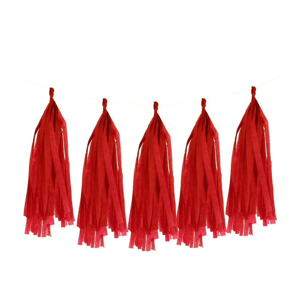 Tissue Tassel Garlands — Red